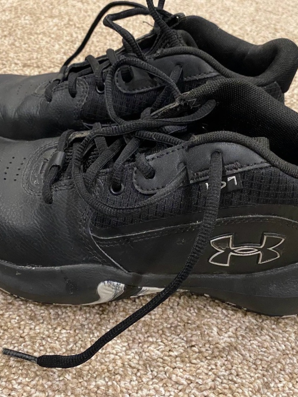 Under Armour Kids Black Basketball Shoes with White Marbled Outsole